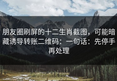 朋友圈刷屏的十二生肖截图，可能暗藏诱导转账二维码：一句话：先停手再处理