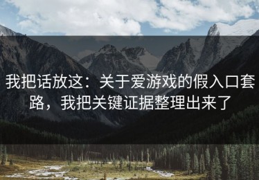 我把话放这：关于爱游戏的假入口套路，我把关键证据整理出来了