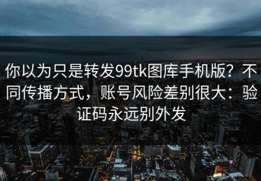 你以为只是转发99tk图库手机版？不同传播方式，账号风险差别很大：验证码永远别外发