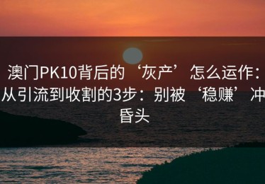 澳门PK10背后的‘灰产’怎么运作：从引流到收割的3步：别被‘稳赚’冲昏头
