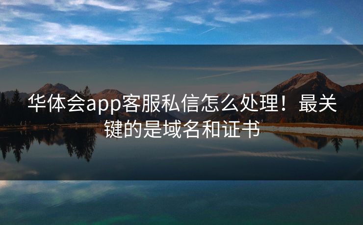 华体会app客服私信怎么处理！最关键的是域名和证书