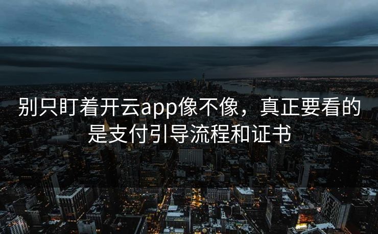 别只盯着开云app像不像，真正要看的是支付引导流程和证书