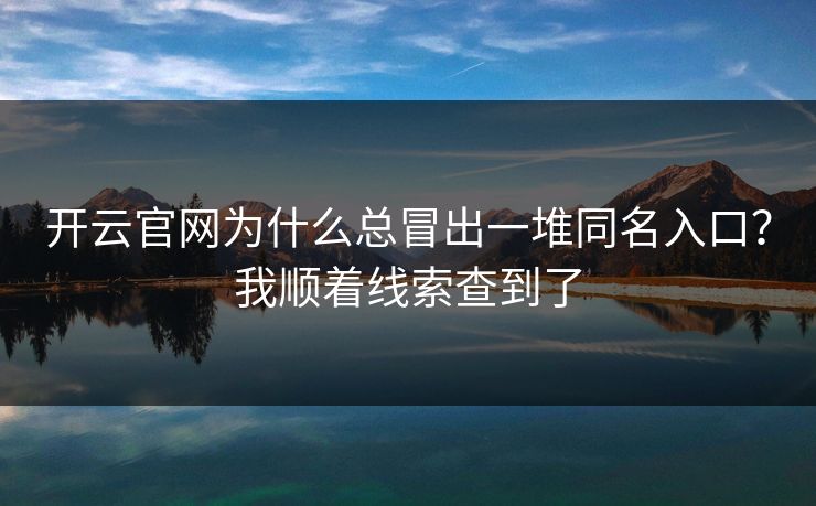 开云官网为什么总冒出一堆同名入口？我顺着线索查到了