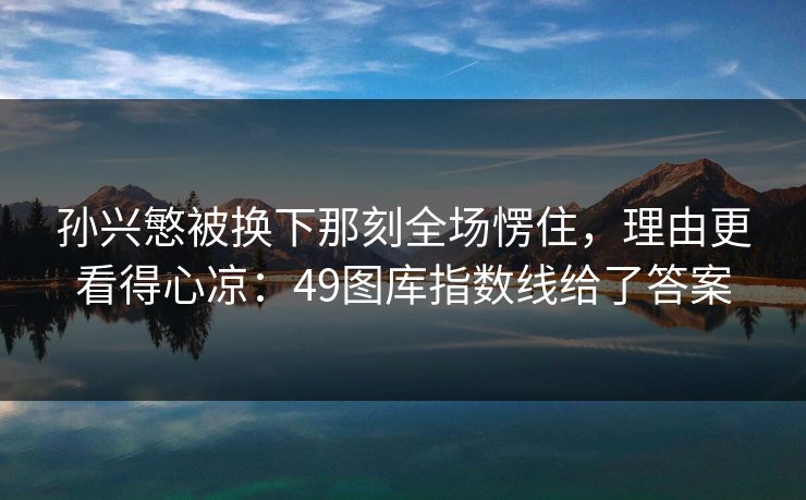 孙兴慜被换下那刻全场愣住，理由更看得心凉：49图库指数线给了答案